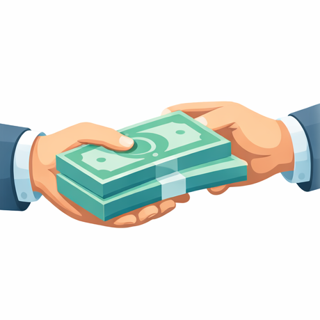お金を手渡している画像
