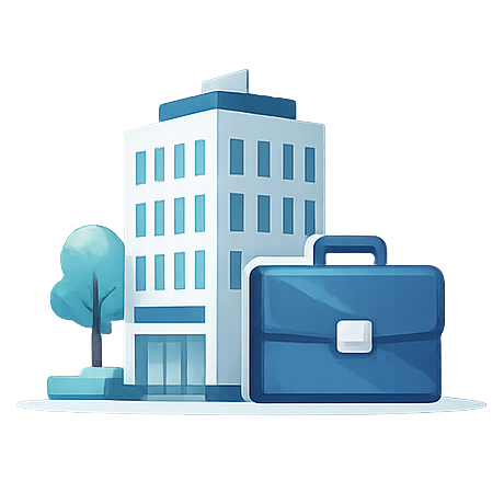 会社のビルとカバンの画像